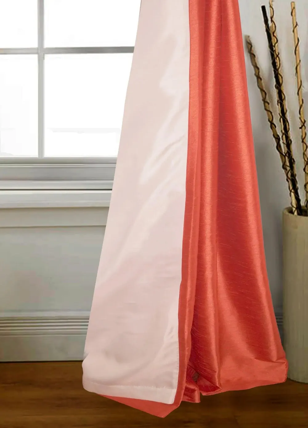 Lushomes Polyester Red Art Silk Long Door Curtain with Polyester Lining ( 54 x 108 Inches, Pack of 1)