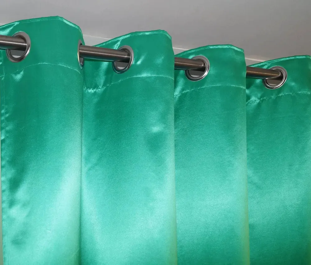 Lushomes Polyester Sea Green Satin Plain Long Door Curtain with 8 Metal Eyelets (54 x 108 inches, Single pc)