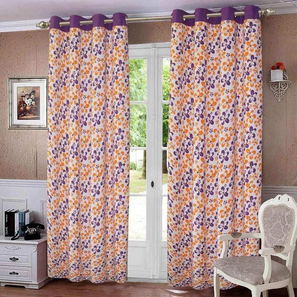Lushomes Printed Cotton Curtains for Living Room/Home with 8 Eyelets (Pack of 1)