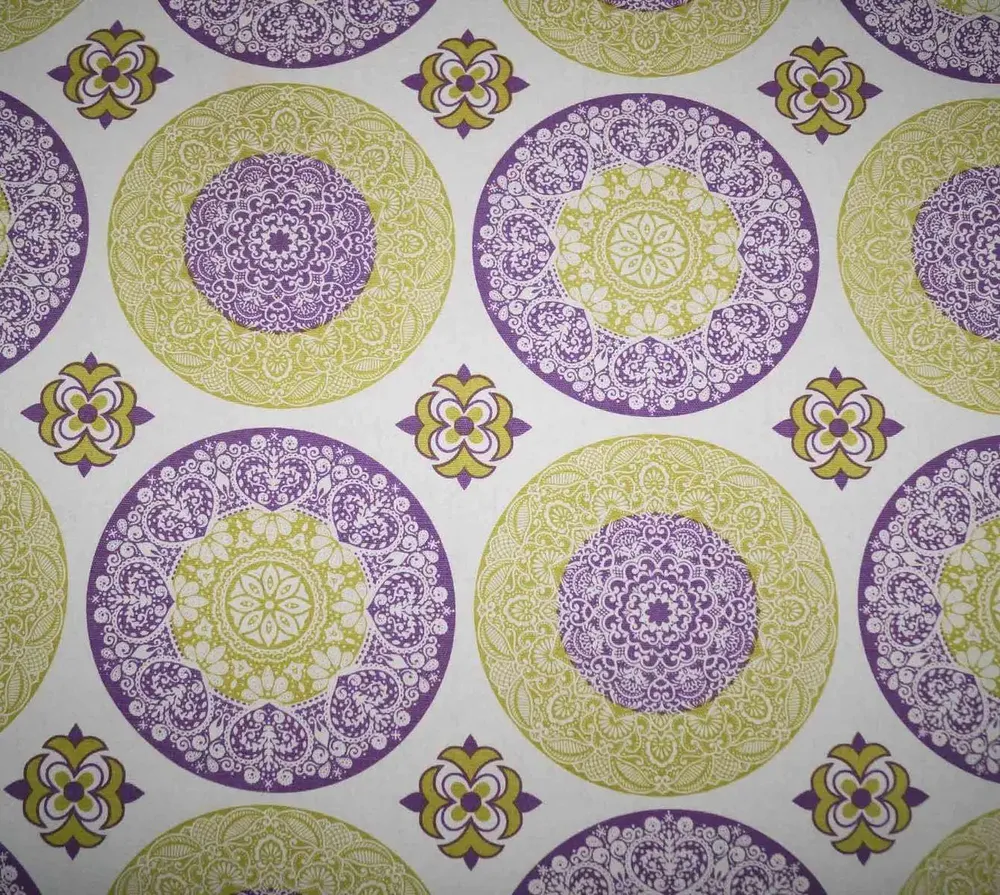 Lushomes Purple Digital Printed 6 Seater Small Cotton Table Linen Set (Pack of 8)