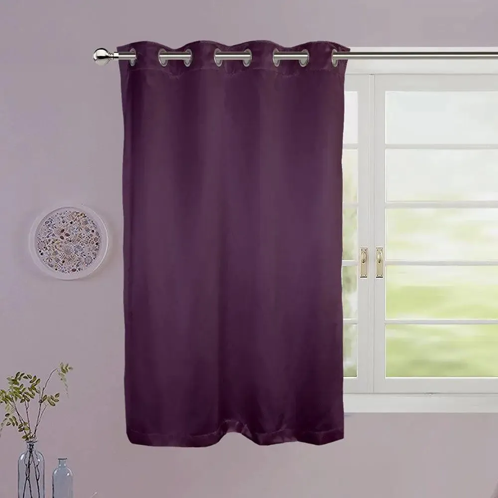 Lushomes Purple Satin Window Curtain with 8 Metal Eyelets