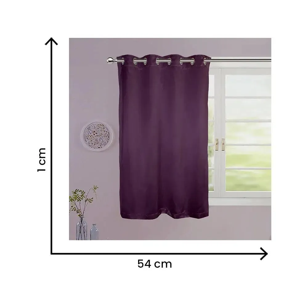 Lushomes Purple Satin Window Curtain with 8 Metal Eyelets