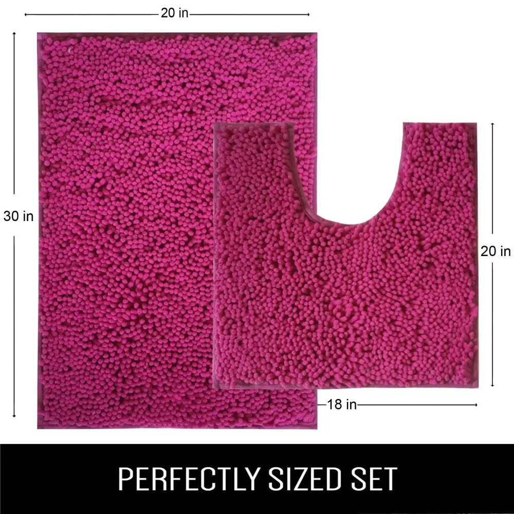 Lushomes Rasberry Rose Anti-Slip Bathmat Set