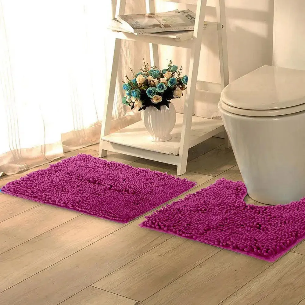 Lushomes Rasberry Rose Anti-Slip Bathmat Set