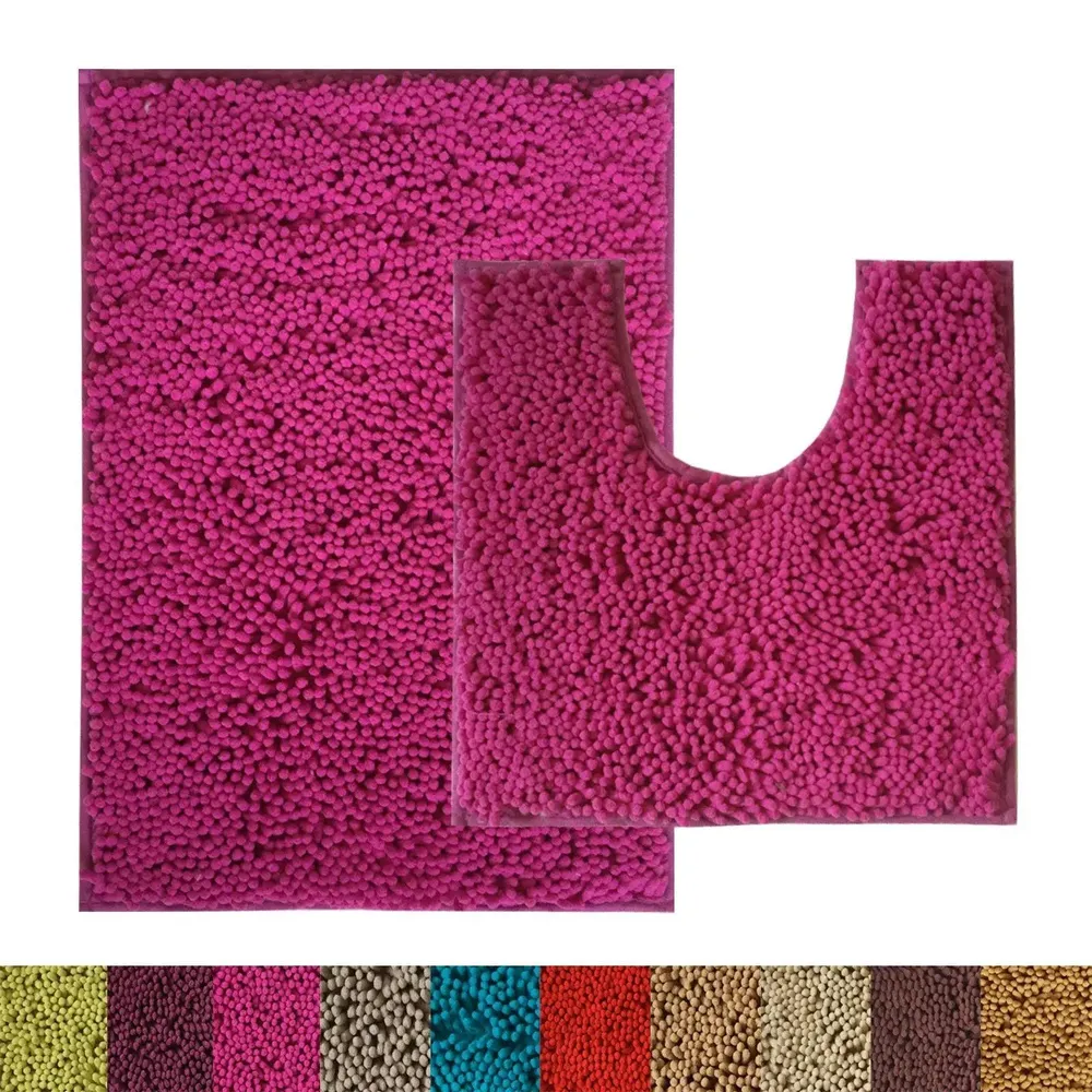 Lushomes Rasberry Rose Anti-Slip Bathmat Set