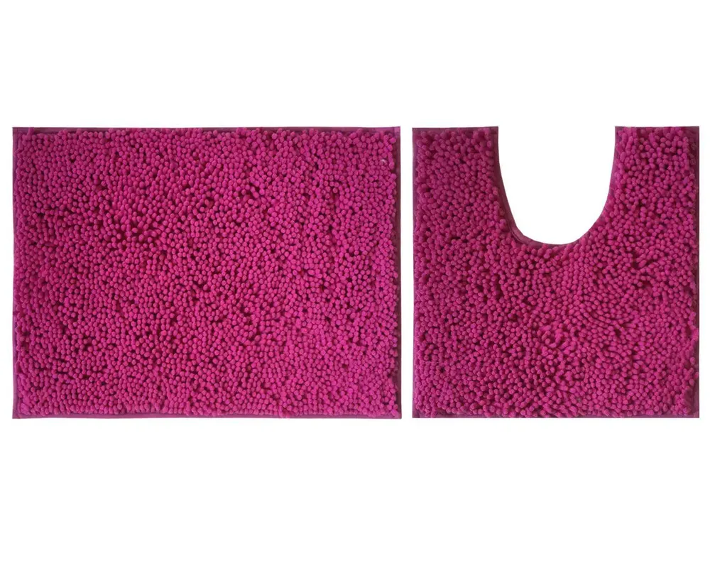 Lushomes Rasberry Rose GSM Bathmat Set with Synthetic Backing