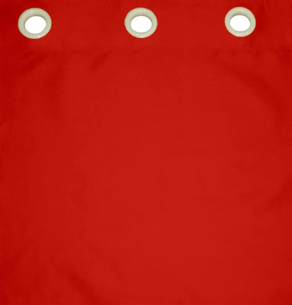 Lushomes Red Faux Silk Curtain with 6 Plastic Eyelets