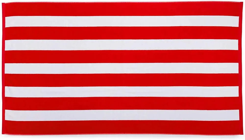 Lushomes Red & White Cotton Stripe Pool Towel for Men & Women (1 piece)