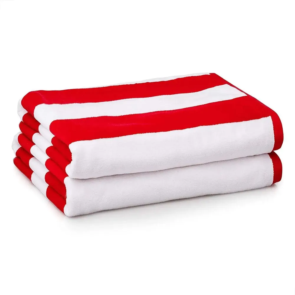 Lushomes Red & White Cotton Stripe Pool Towel for Men & Women (1 piece)