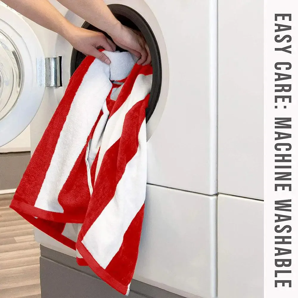 Lushomes Red & White Cotton Stripe Pool Towel for Men & Women (1 piece)