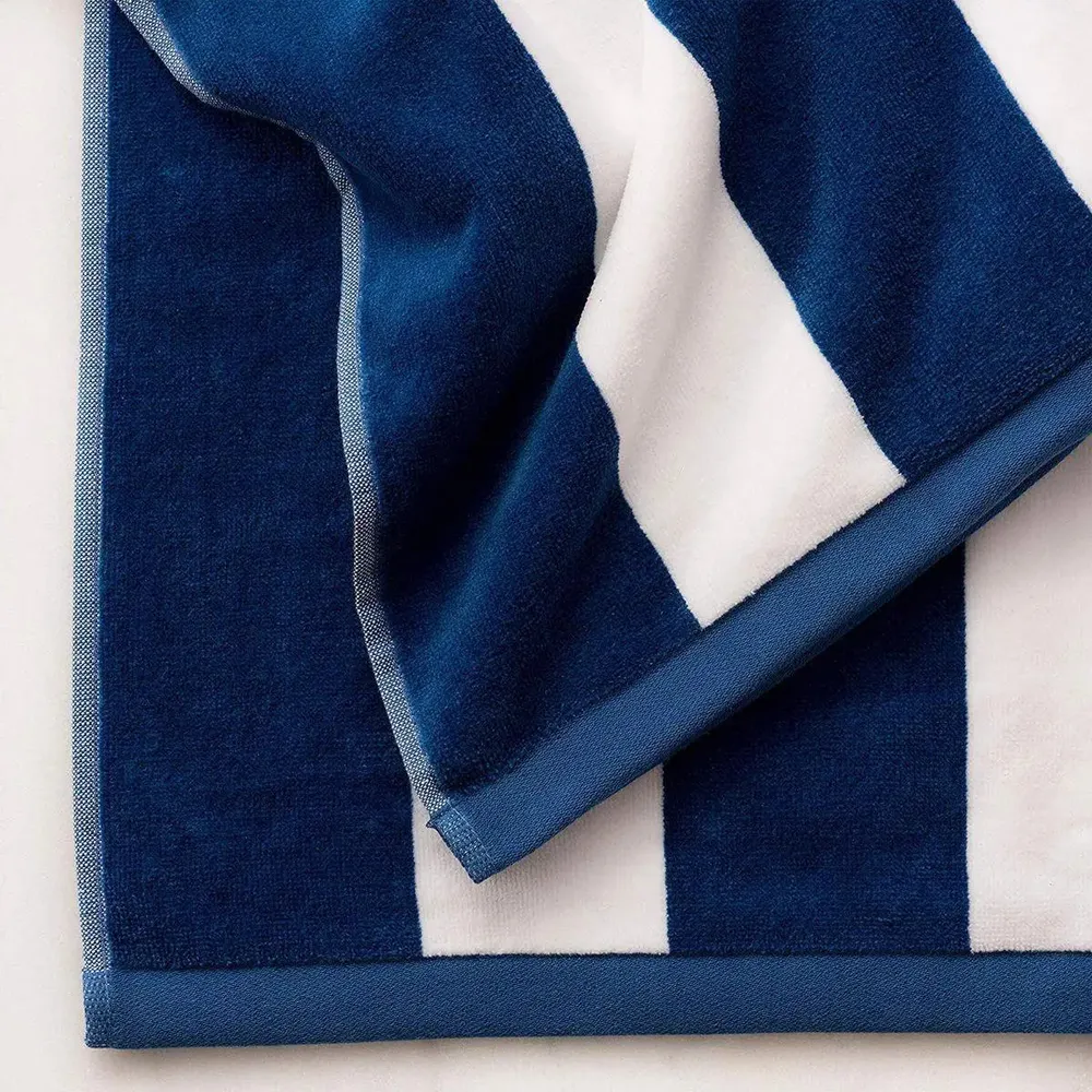 Lushomes Royal Blue & White Cotton Towel for Men & Women (1 piece)