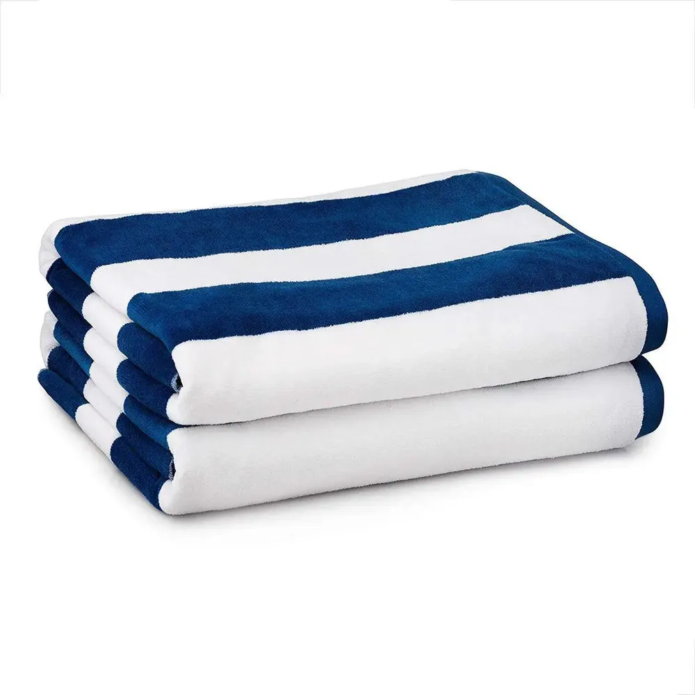 Lushomes Royal Blue & White Cotton Towel for Men & Women (1 piece)