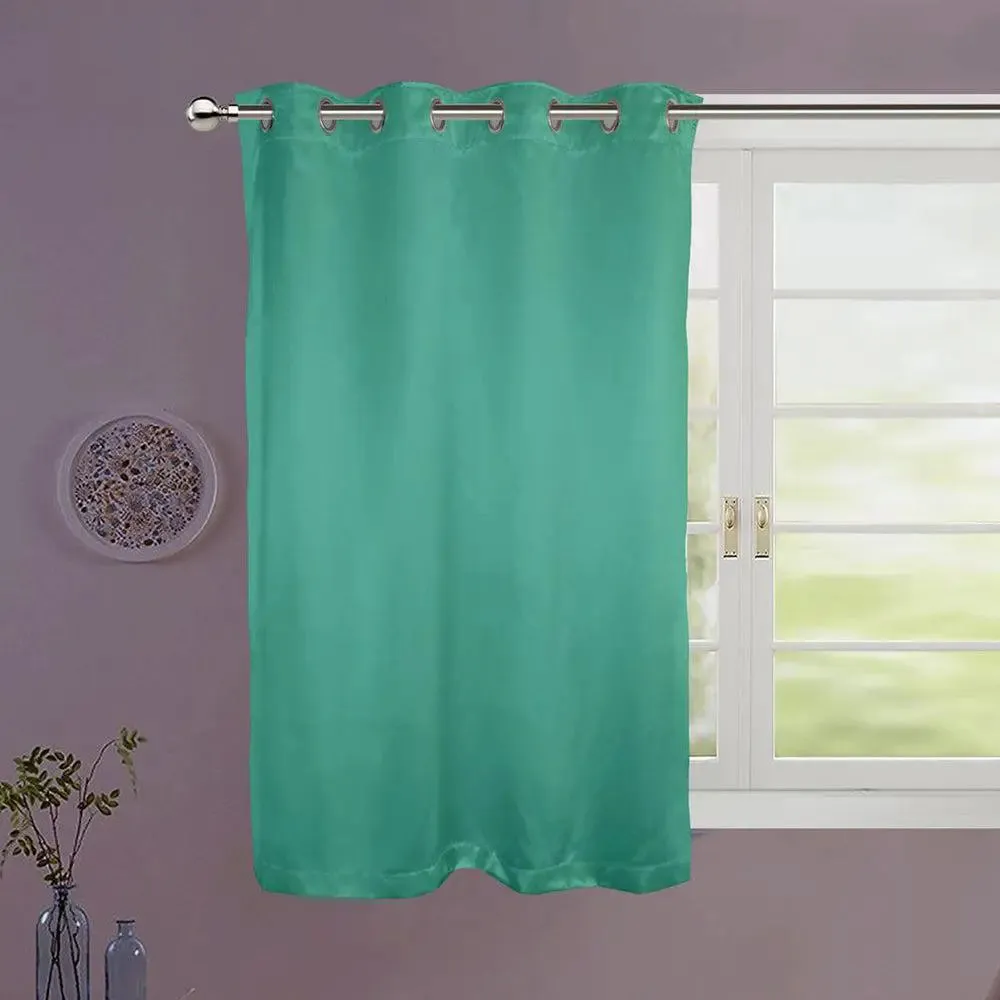 Lushomes Sea Green Satin Plain Window Curtain