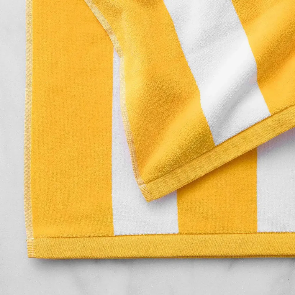 Lushomes Super-Soft Yellow & White Cotton Stripe Pool Towel for Men & Women