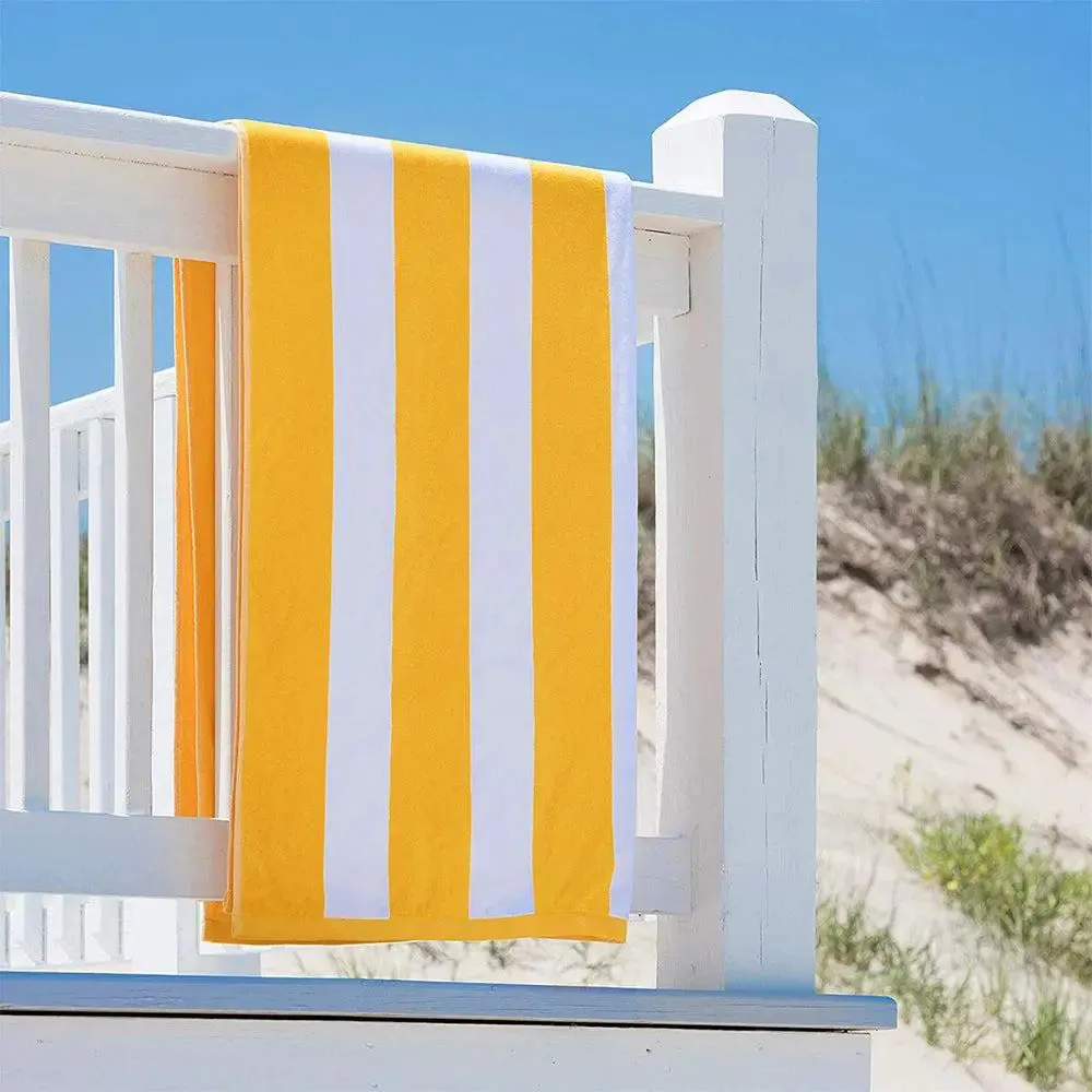 Lushomes Super-Soft Yellow & White Cotton Stripe Pool Towel for Men & Women