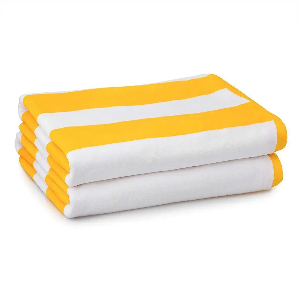 Lushomes Super-Soft Yellow & White Cotton Stripe Pool Towel for Men & Women
