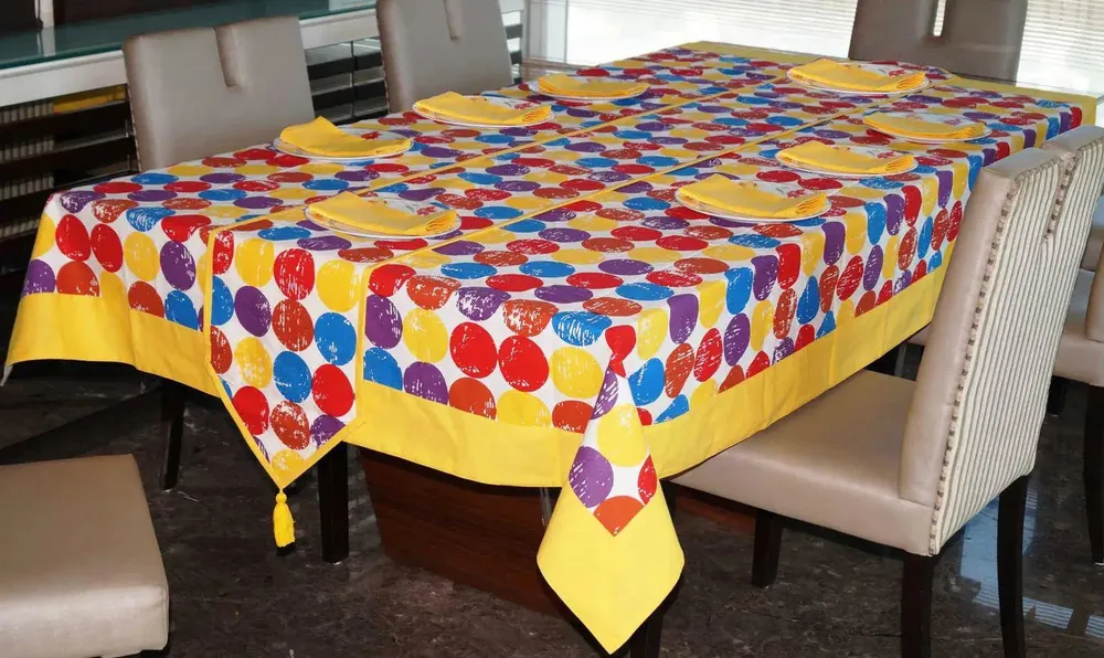 Lushomes Titac Printed 8 Seater Table Linen Set (Pack of 10)