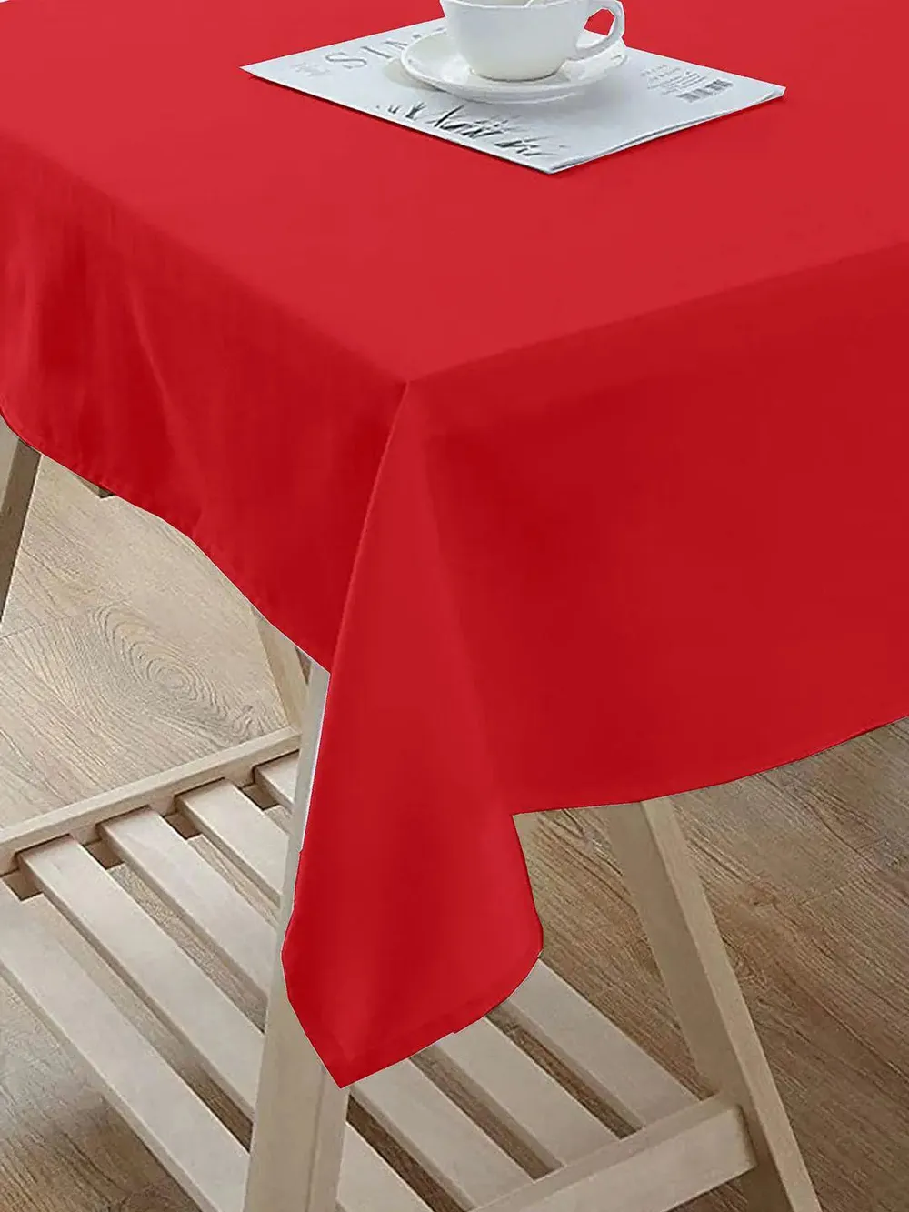 Lushomes Tomato Red Plain Dining Table Cover Cloth (Pack of 1)