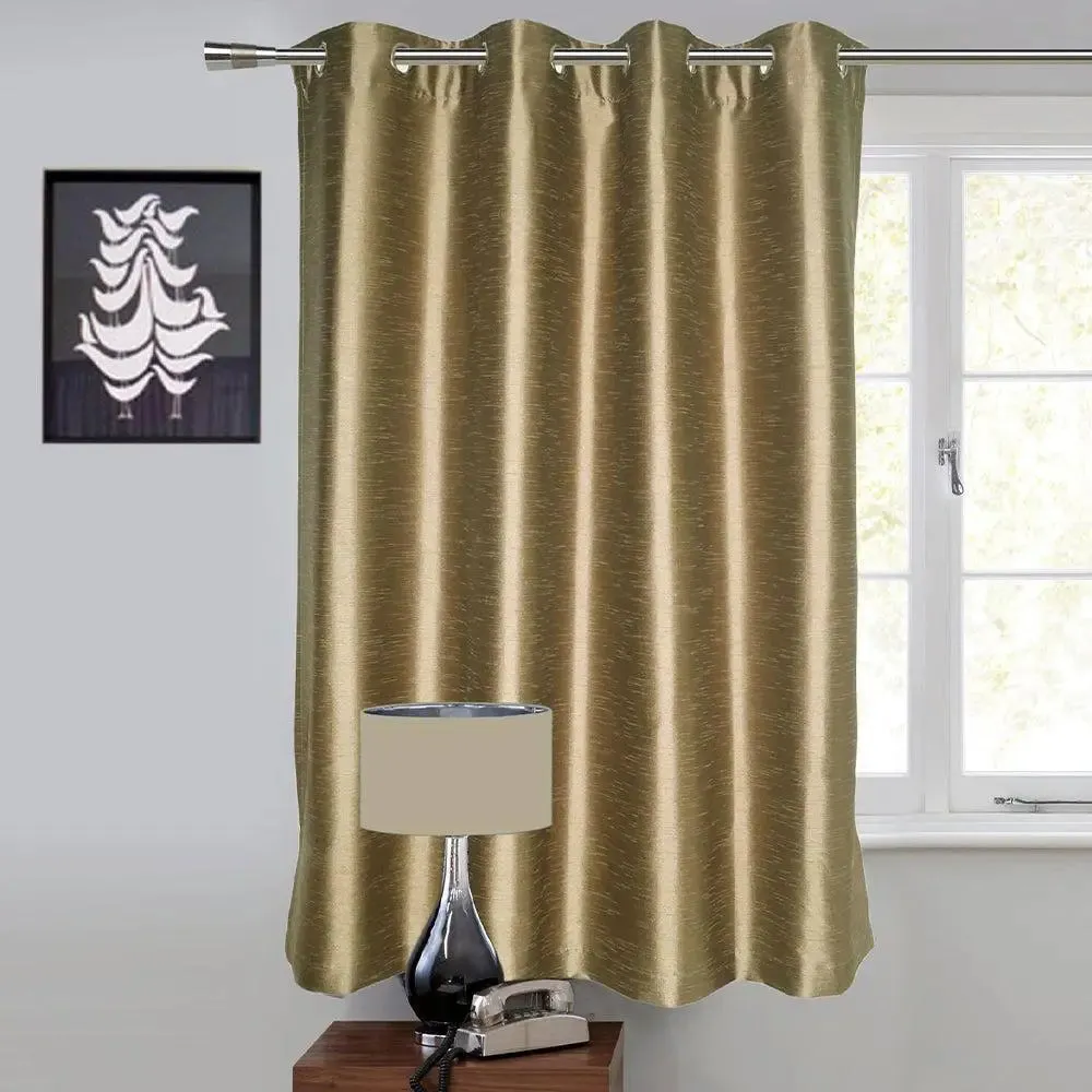 Lushomes Window Curtain with Polyester Lining (Brown)