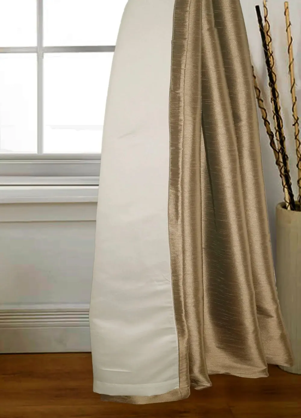 Lushomes Window Curtain with Polyester Lining (Brown)