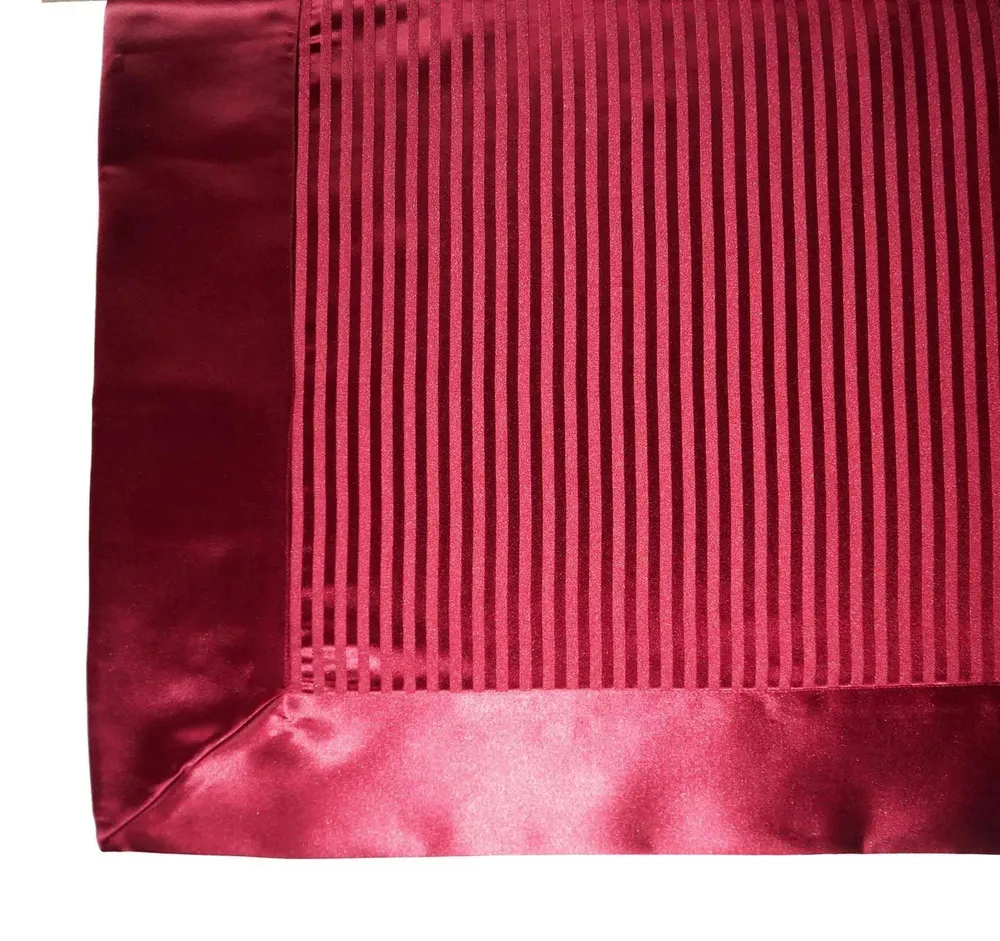 Lushomes Wine Tablecloth with Striped Center and Plain Border (Pack of 1)