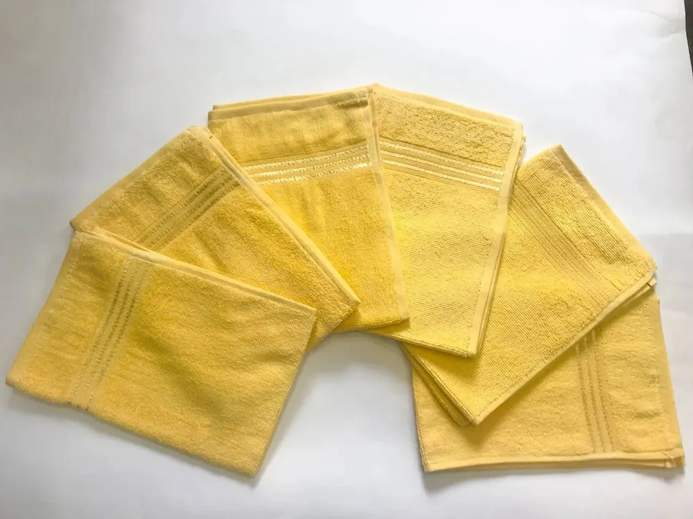 Lushomes Yellow Cotton Hand Towel Set (Pack of 6)