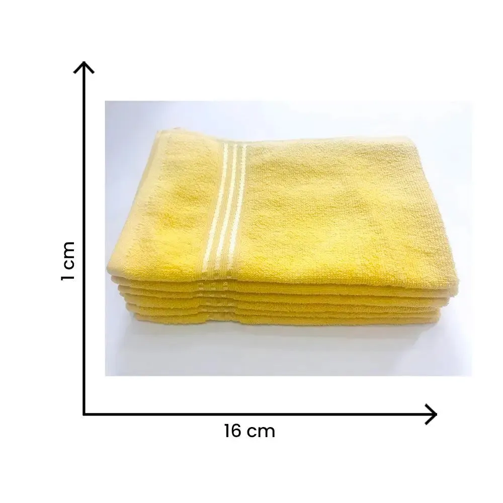 Lushomes Yellow Cotton Hand Towel Set (Pack of 6)