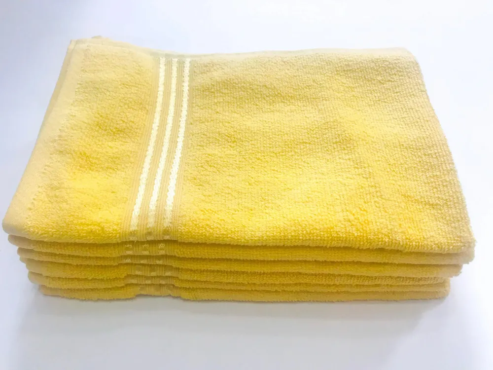 Lushomes Yellow Cotton Hand Towel Set (Pack of 6)
