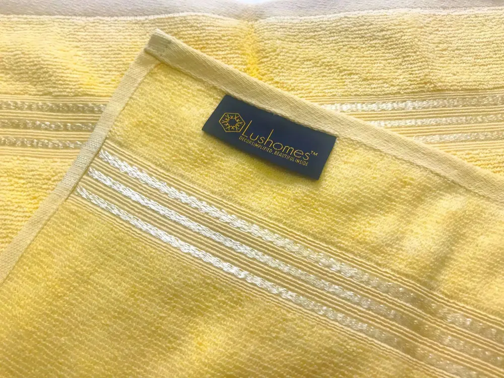 Lushomes Yellow Cotton Hand Towel Set (Pack of 6)