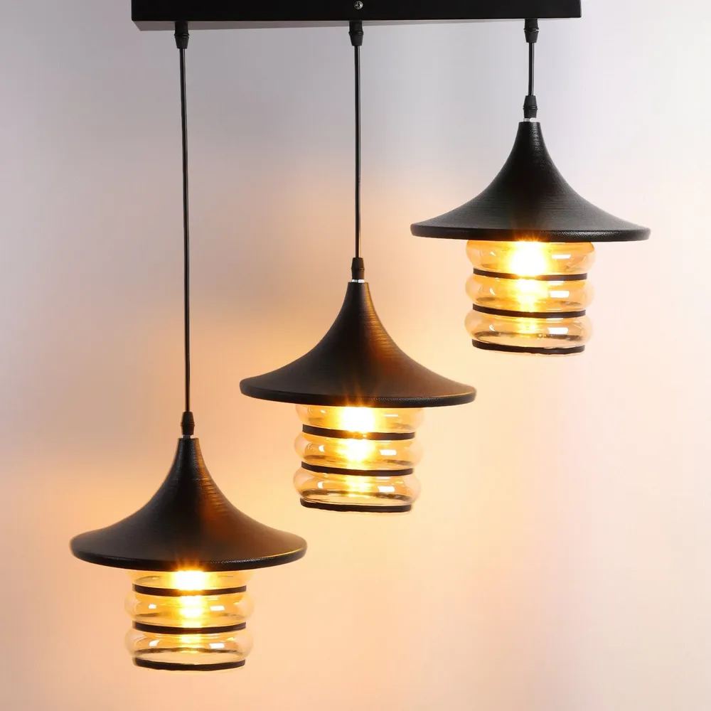 Luster Glass Round Tripple Long Cluster Hanging Light