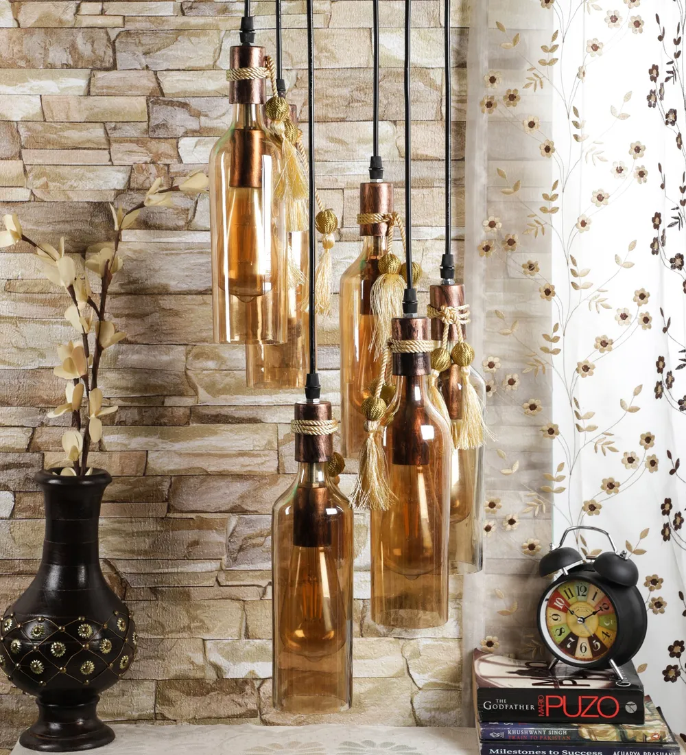 Lustre Glass Bottle Cluster Hanging Light