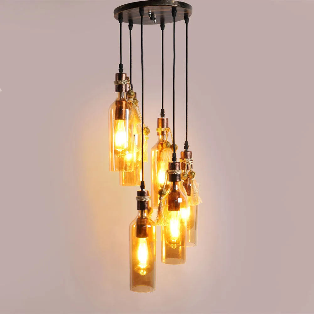 Lustre Glass Bottle Cluster Hanging Light