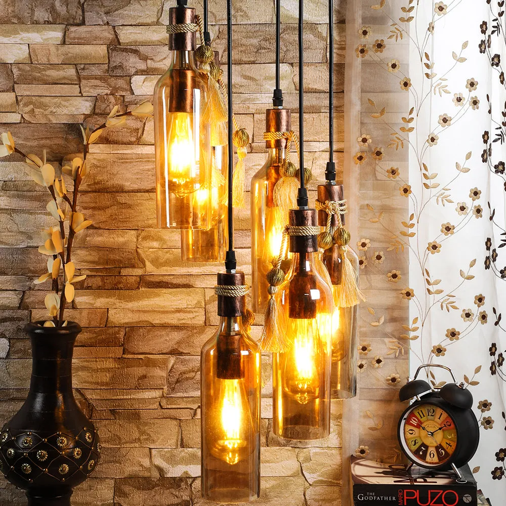 Lustre Glass Bottle Cluster Hanging Light