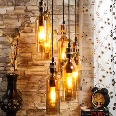 Lustre Glass Bottle Cluster Hanging Light