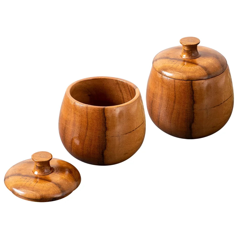 Lustrous Brown Wooden Multipurpose Container Set Of 2