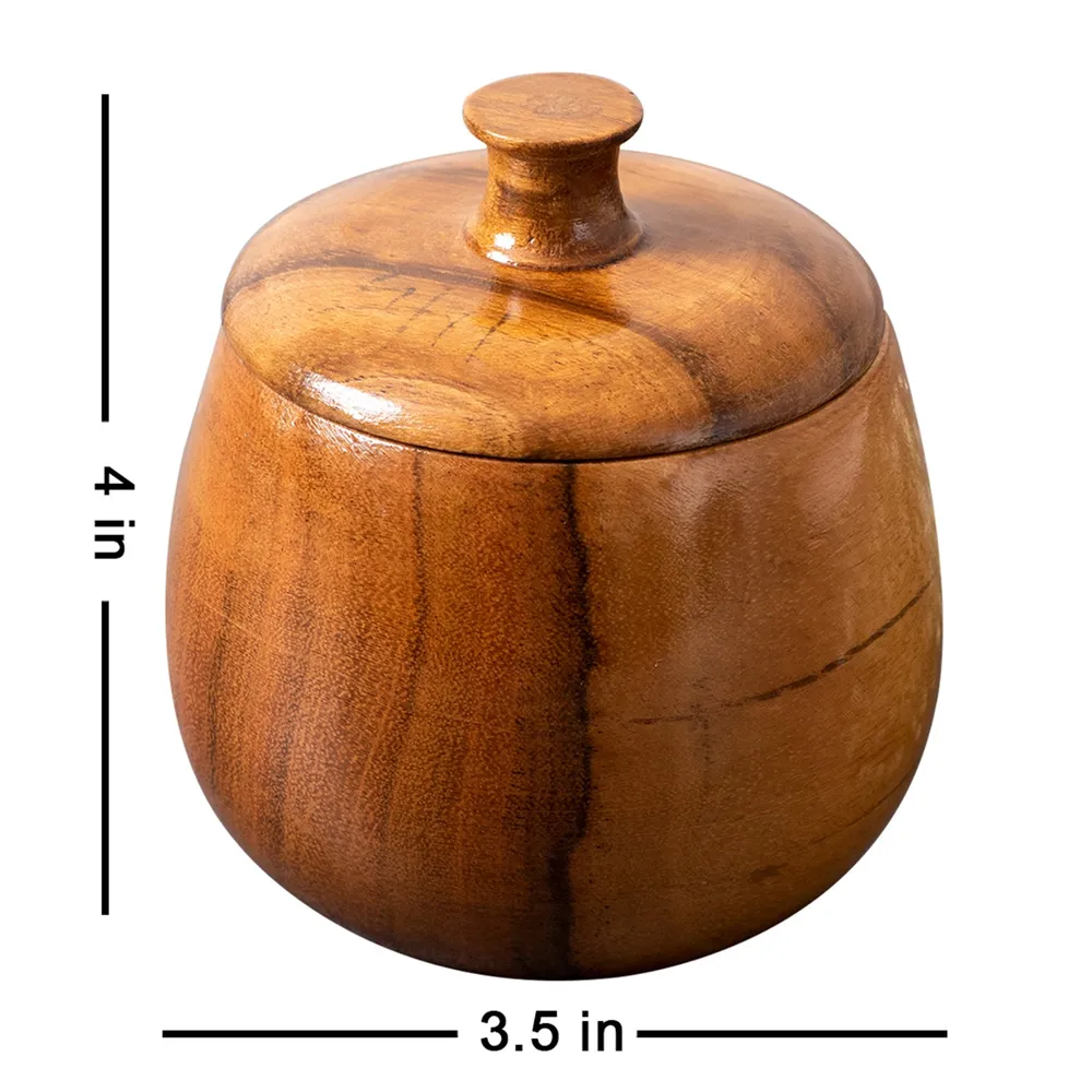 Lustrous Brown Wooden Multipurpose Container Set Of 2