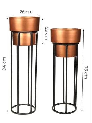 Lustrous Copper Metallic Pots (Set Of 2)