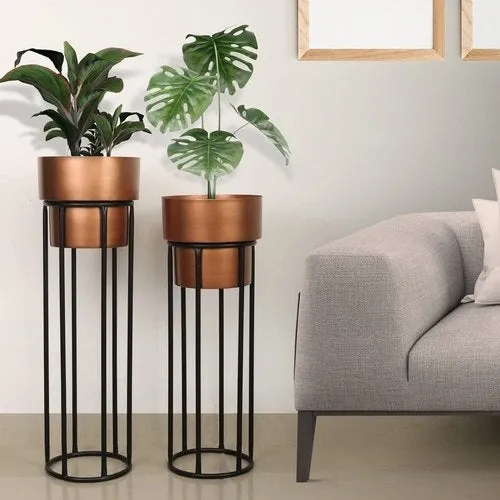 Lustrous Copper Metallic Pots (Set Of 2)