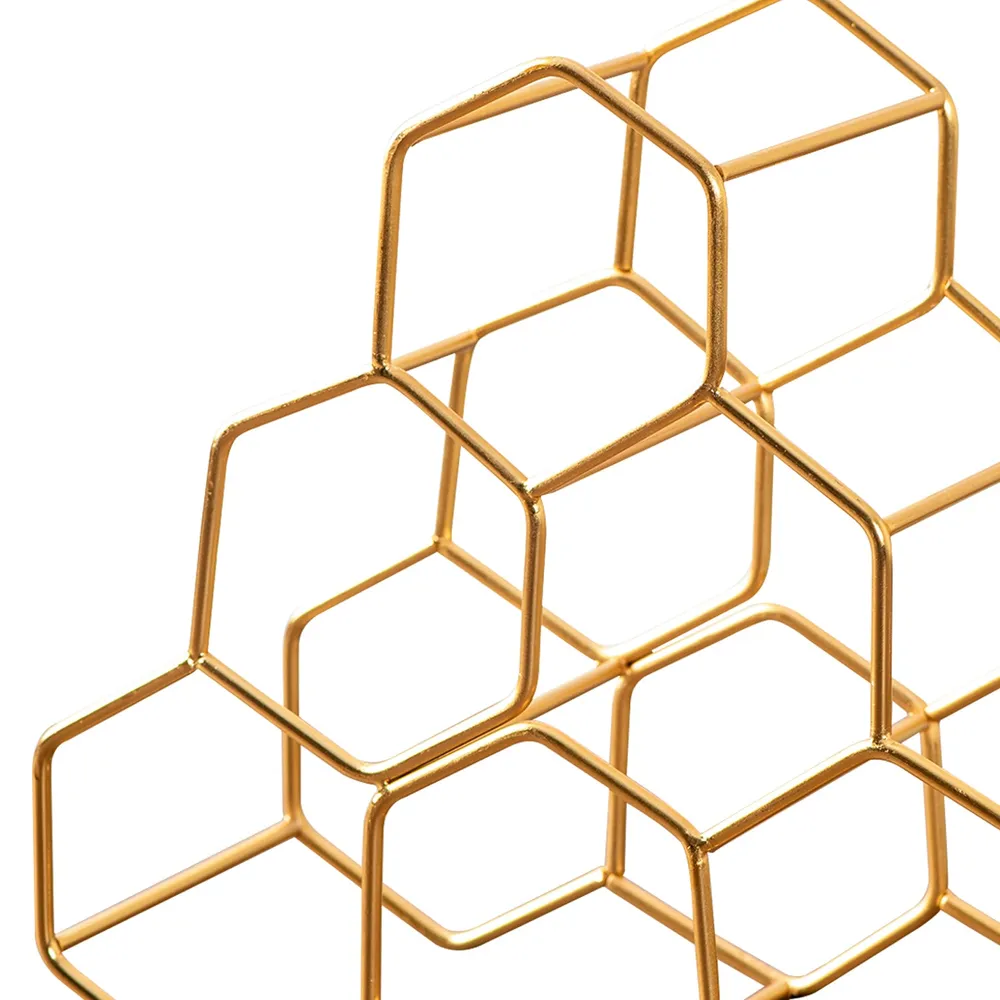 Lustrous Gold Iron Wine Holder Rack