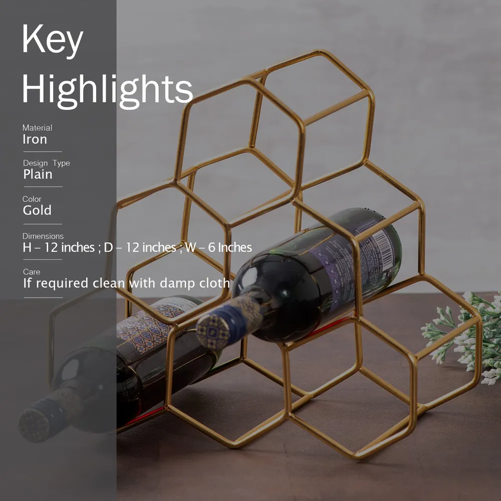 Lustrous Gold Iron Wine Holder Rack