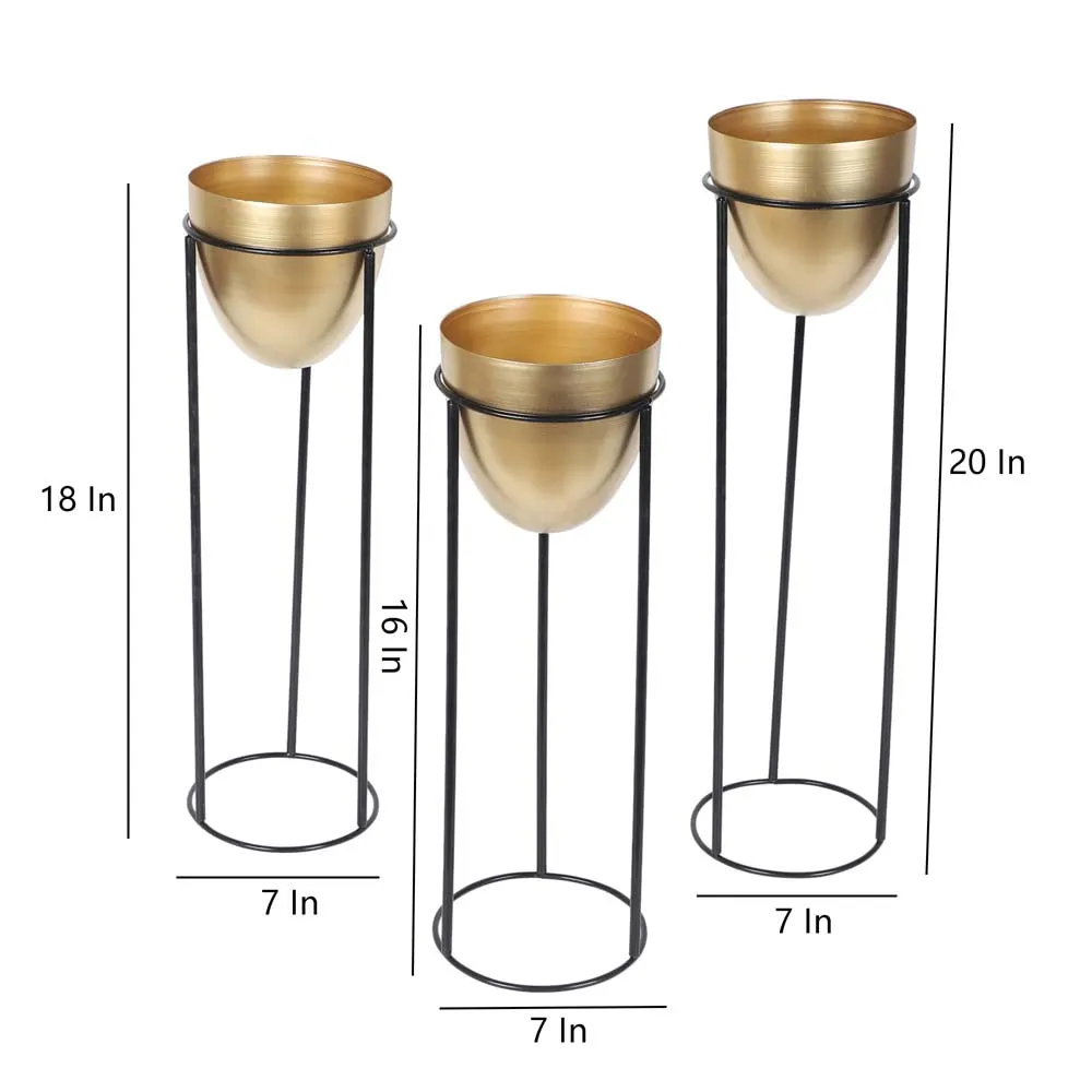 Lustrous Gold Metallic Pots (Set Of 3)