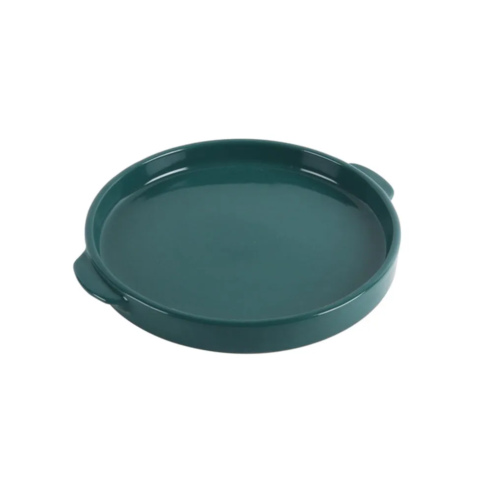 Lustrous Green Ceramic Bakeware Dish with Handle