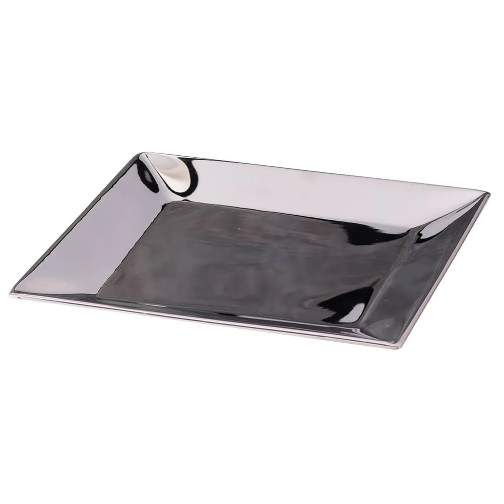 Lustrous Silver Stainless Steel Serving Tray