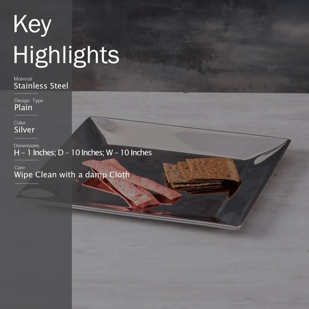 Lustrous Silver Stainless Steel Serving Tray
