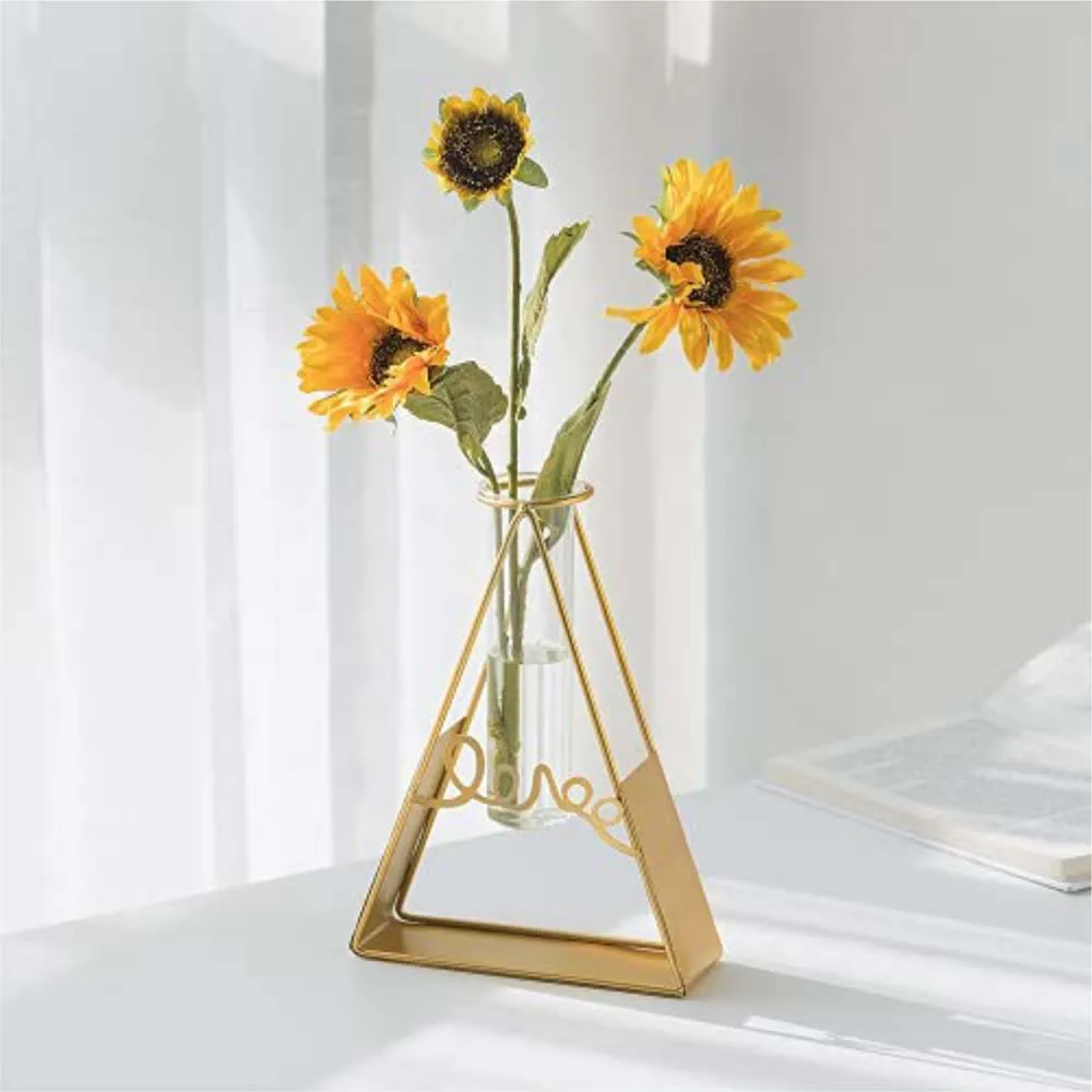 Lustrous Triangular Shaped Glass Vase Single