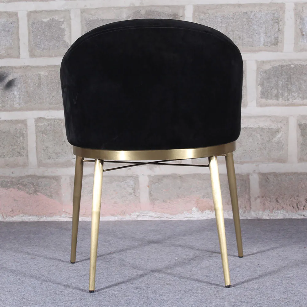 Luxe Black Comfort Seating Velvet & Iron Dining Chair