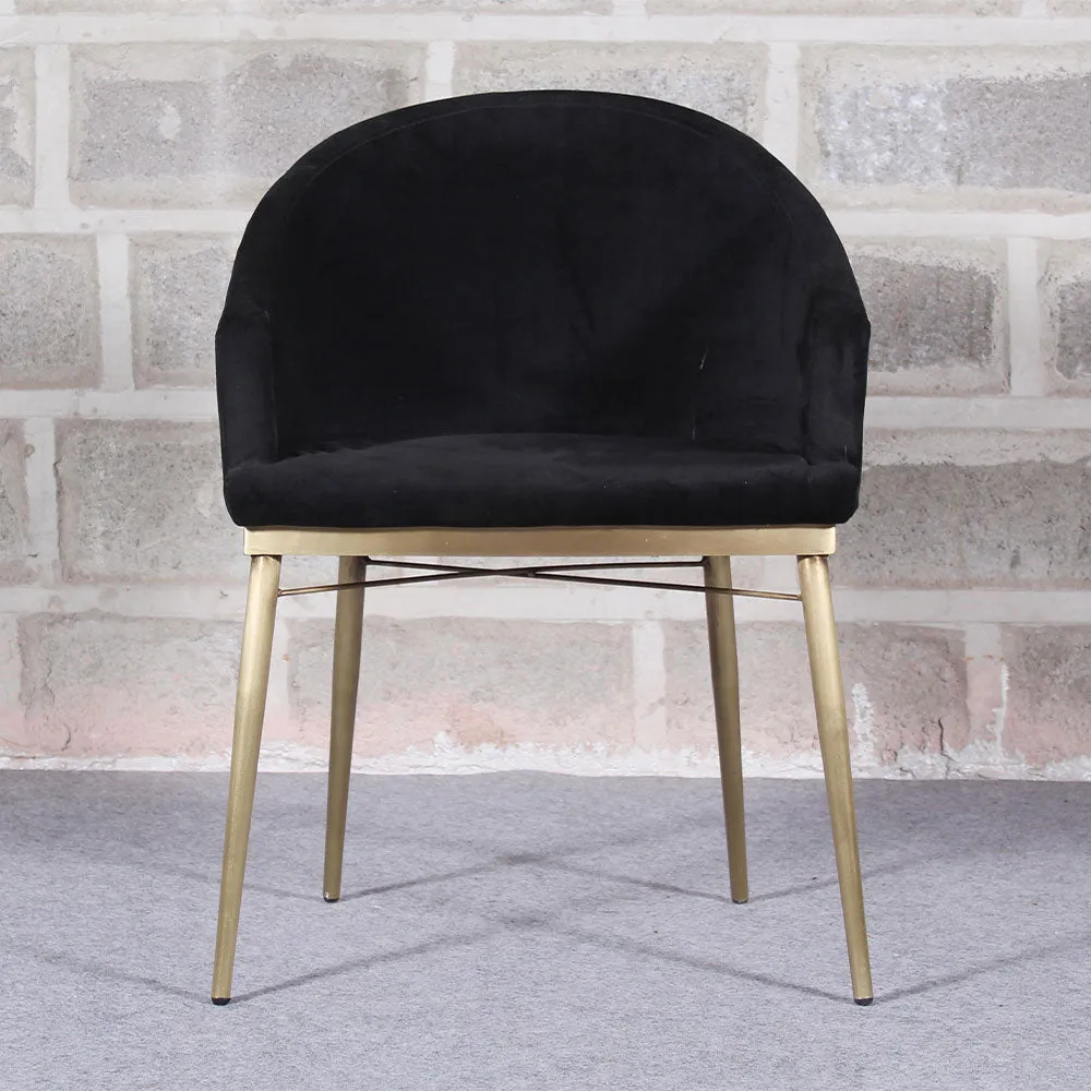 Luxe Black Comfort Seating Velvet & Iron Dining Chair