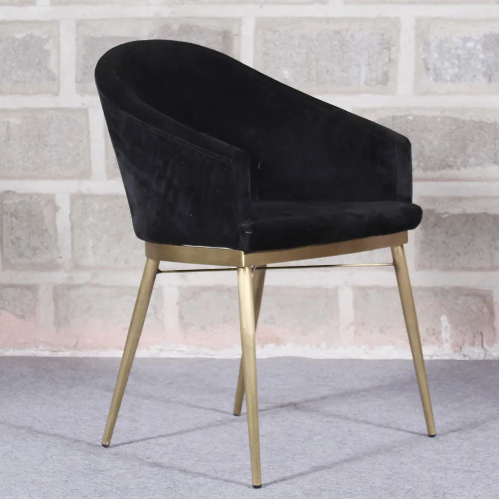 Luxe Black Comfort Seating Velvet & Iron Dining Chair