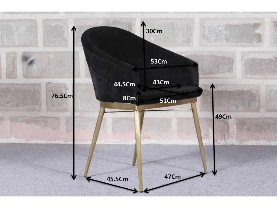 Luxe Black Comfort Seating Velvet & Iron Dining Chair
