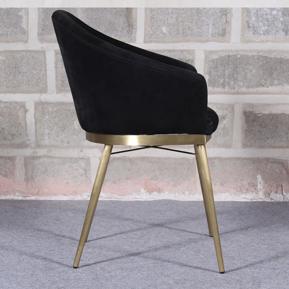 Luxe Black Comfort Seating Velvet & Iron Dining Chair